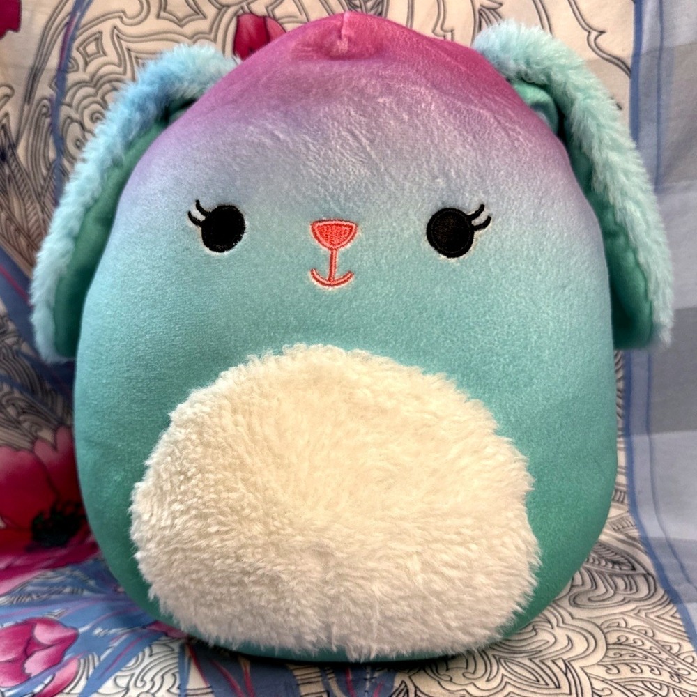 Squishmallows Giovana Bunny Easter 8" Plush Blue‎ Ears Fuzzy Belly Kellytoy
